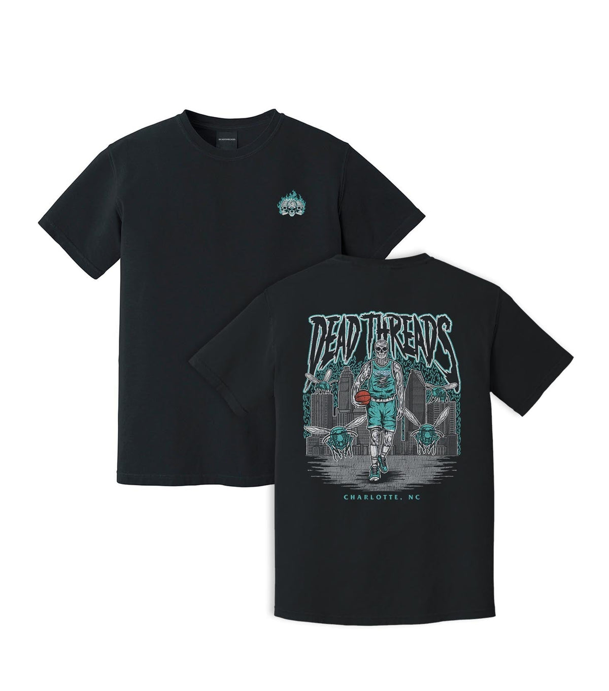 CHARLOTTE BASKETBALL - “3 SKULL” PREMIUM T-SHIRT product image 5